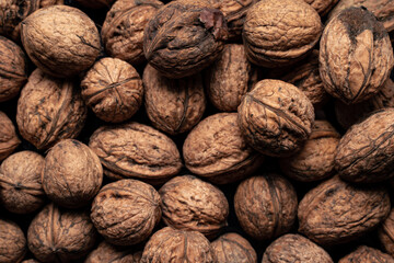 close up of walnuts from above