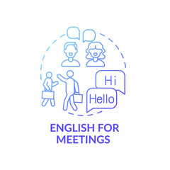 English for meetings concept icon. Business english purpose idea thin line illustration. Coping with communication problems. Arranging meetings with clients. Vector isolated outline RGB color drawing