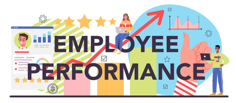Employee performance typographic header. KPI, testing form and report