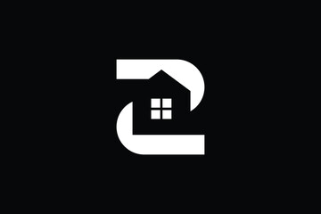 Logo design of Z ZZ in vector for construction, home, real estate, building, property. creative elegant Monogram. Premium Business home logo icon. White color on black background