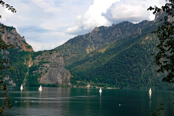 Lake with boats