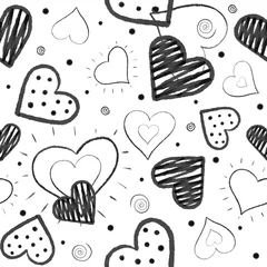 Raamstickers Love hearts seamless pattern. Doodle heart. Romantic background. Vector illustration © Pavel
