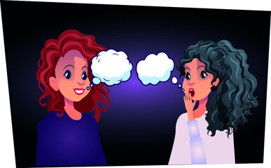 Wow, cartoon faces. Sexy surprised young men with red hair and black hair with open mouths and speech bubbles, look at each other. Vector fashion background in the style of comics. Invitation poster.