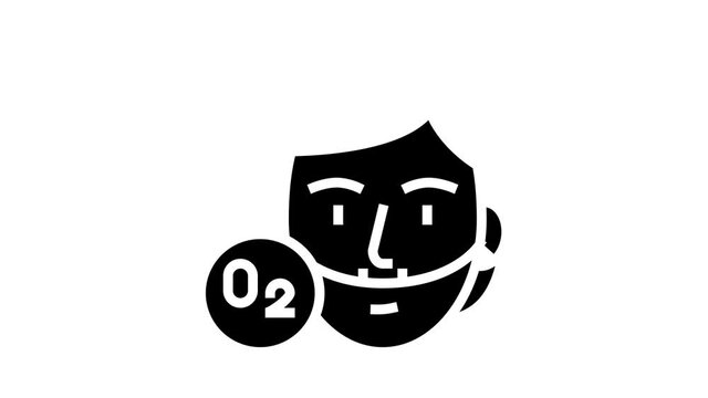 Oxygen O2 Chemical Icon Animation Diatomic Molecule And Oxygen Bubbles, Blood And Water, Facial Mask And Medical Equipment