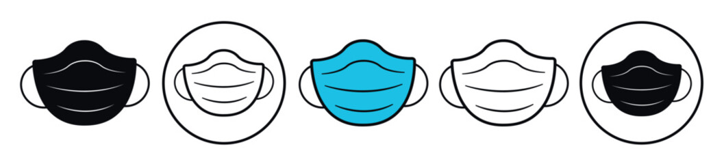 Medical face mask icon set. Vector icon isolated on white background.