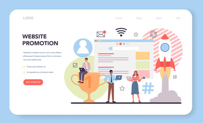 Website promotion web banner or landing page. Customer attention