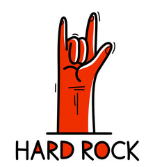 Hard rock and heavy metal devil horns gesture hand vector flat style illustration isolated on white.