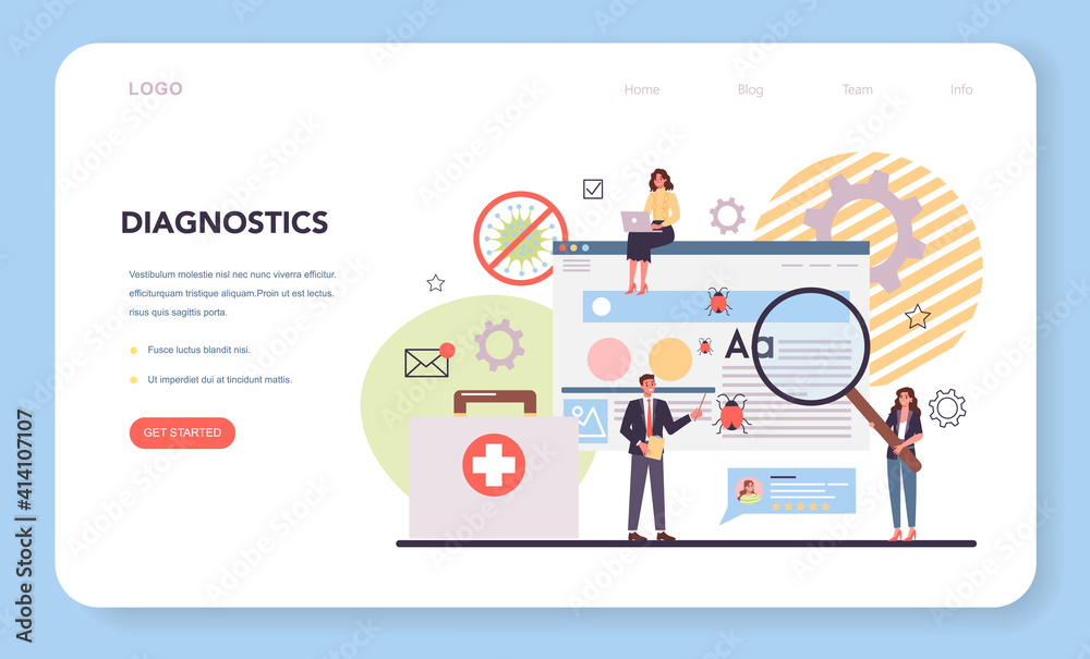 Poster website technical support web banner or landing page. idea