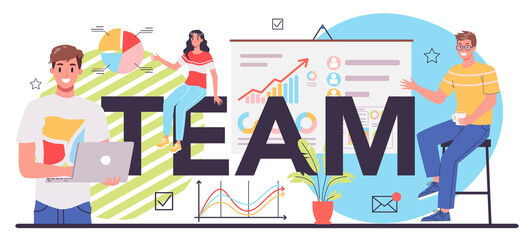 Business team typographic header. Idea of strategy and achievement