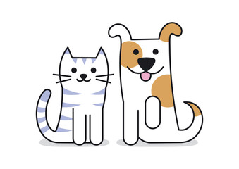 Cat and Dog funny illustration