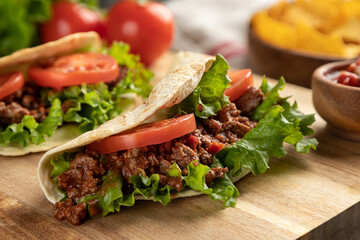 Beef Tacos With Lettuce and Tomato