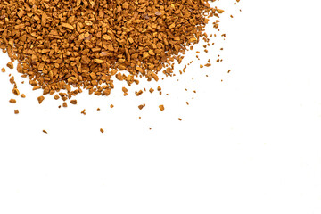 Instant granulated coffee pile on white background