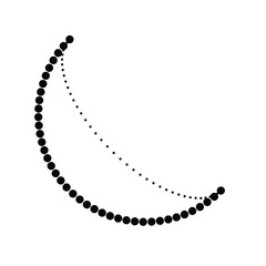 Halftone dots in Semi Circle Form .  Vector Illustration .Technology round. Moon Logo . Design element . Abstract Geometric shape .