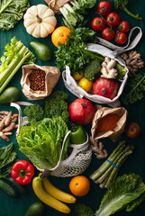 Shopping or delivery of fresh and healthy vegetarian food concept