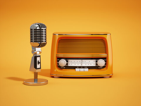 Retro Microphone With Old Style Radio