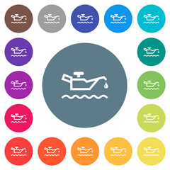 Oil level indicator flat white icons on round color backgrounds