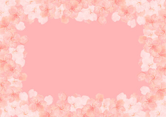 Fototapeta na wymiar レトロな桜の背景素材　ピンク　ソメイヨシノ　押絵　押花　和柄　和風イメージ　花見