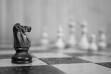 Scacchi fotografati su una scacchiera