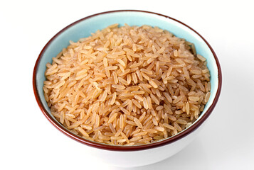 brown rice in a clay bowl