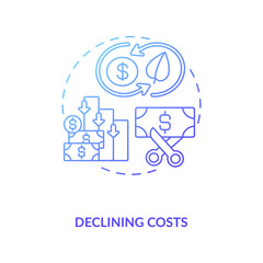 Gas and hydro plants for power generation concept icon. Declining costs idea thin line illustration. Cheap to commission new PV and wind power. Vector isolated outline RGB color drawing