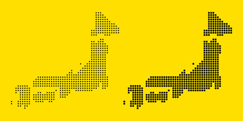 Fototapeta na wymiar イラスト素材: 日本地図フラットドットセットのイラスト黄色