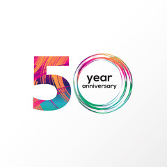 Year Anniversary Vector Template Design Illustration Rainbow Elegant White Background