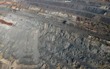 Huge iron ore quarry iron ore quarry top view Aero photo shoot.