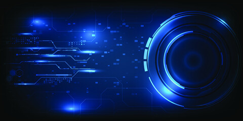 Hi tech digital circuit grid line patterns and circle HUD for digital technology future background banner and wallpapers.