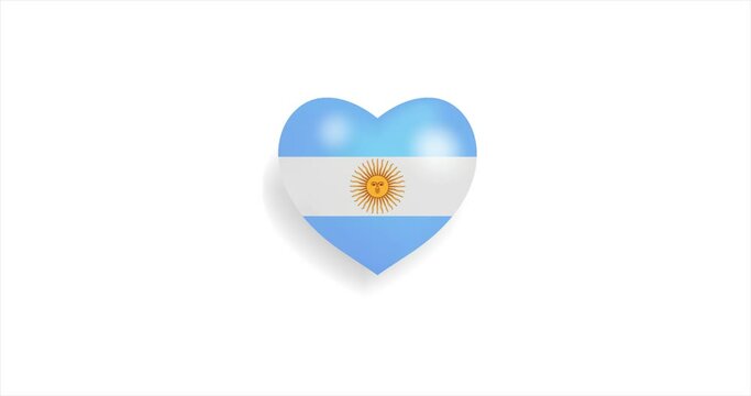 Heart beating with Argentina flag. 3D Seamless Animation. Loopable animation of rendered heart on white background. For mailing, greeting card, web site, shop…