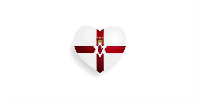 Heart beating with Northern Ireland flag. 3D Seamless Animation. Loopable animation of rendered heart on white background. For mailing, greeting card, web site, shop&hellip;