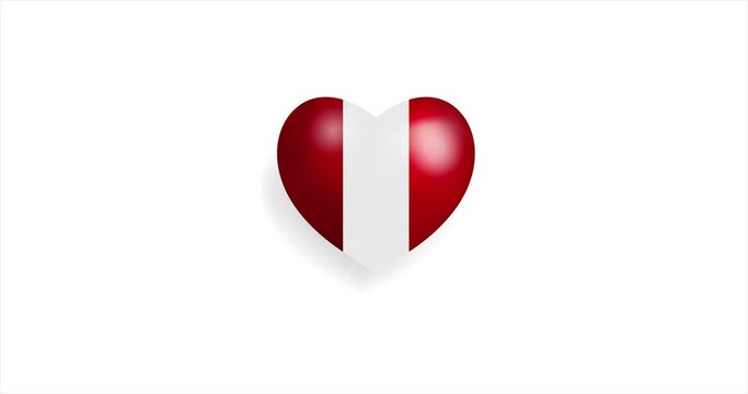 Heart beating with Peru flag. 3D Seamless Animation. Loopable animation of rendered heart on white background. For mailing, greeting card, web site, shop…