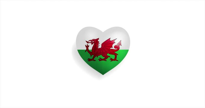 Heart beating with wales flag. 3D Seamless Animation. Loopable animation of rendered heart on white background. For mailing, greeting card, web site, shop…