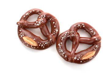 pretzels with salt on a white background