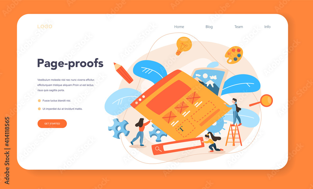 Wall mural layout designer web banner or landing page. web development