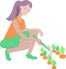 Woman farmer harvesting carrot. Organic fresh harvest, idea of agriculture and farming. Isolated flat illustration