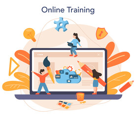 Web design online service or platform. Presenting content on web pages.