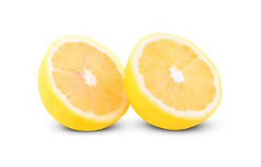 Lemon slices isolated on white background.