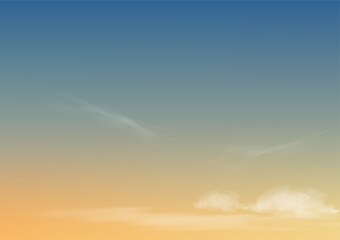 Morning sky with clouds,Horizontal Spring sky scape in blue and yellow colour,Vector background of nature sky in sunny day Summer background, World environment day concept