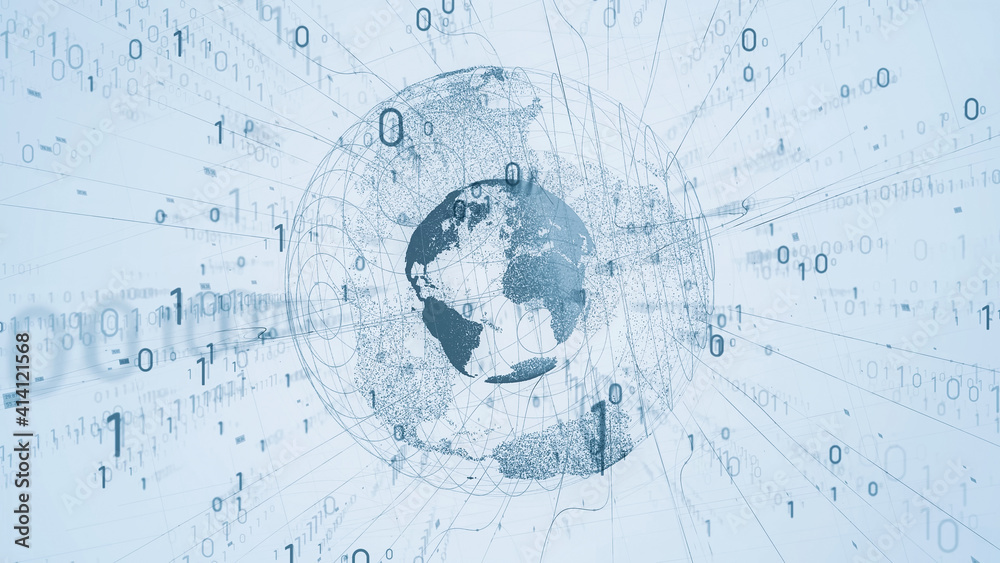 Poster Global communication network concept. Digital transformation.