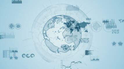 Global communication network concept. Statistics of business. Marketing. Accounting.