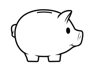 Cute piggy bank icon isolated on white background.