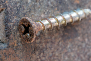 Old rusty screw of the last century