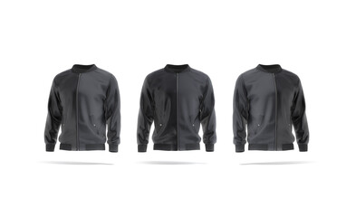 Blank black bomber jacket mockup, front and side view © Alexandr Bognat