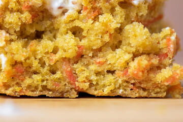 close up of carrot cake texture background