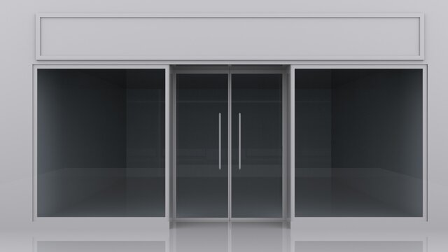 white empty shop front 3D illustration