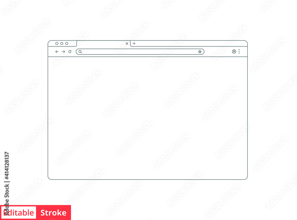 Wall mural browser mockup outline for website. empty browser window in line style. vector illustration isolated