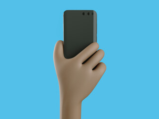 Phone in hand. Phone takes a photo. Mockup. 3d rendering. 3d illustration. 3d hand - 414128340