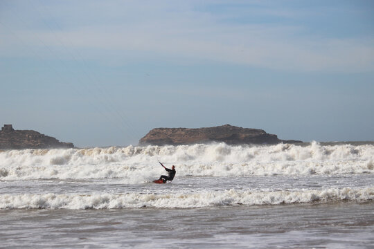 kitesurfing in the sea