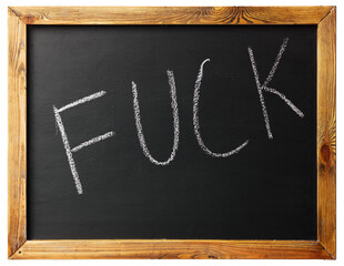 fuck handwritten on a blackboard