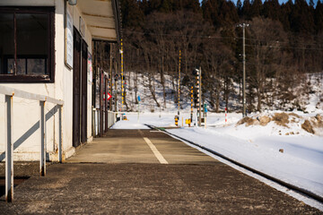 Unmanned station in the countryside of Japan.Jomon Ogata Station